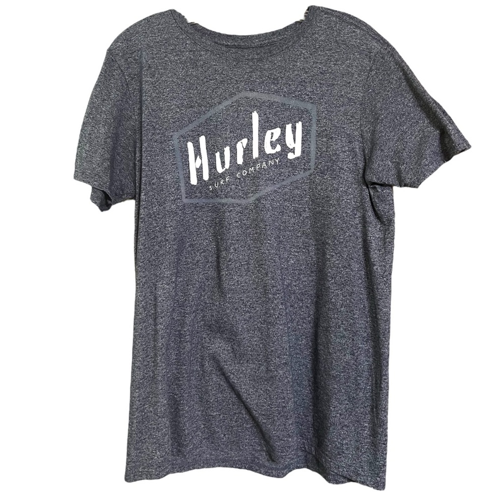 Hurley Blue Marled Spellout Short Sleeve T Shirt Sz S EUC